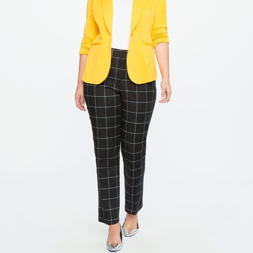 Eloquii Black Checkered Trousers